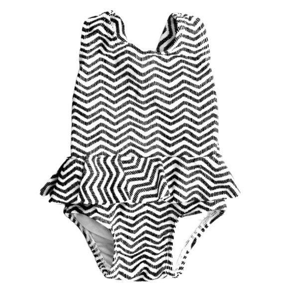 Old Navy Other - B&W Pattern Ruffle Skirt One-Piece Swimsuit